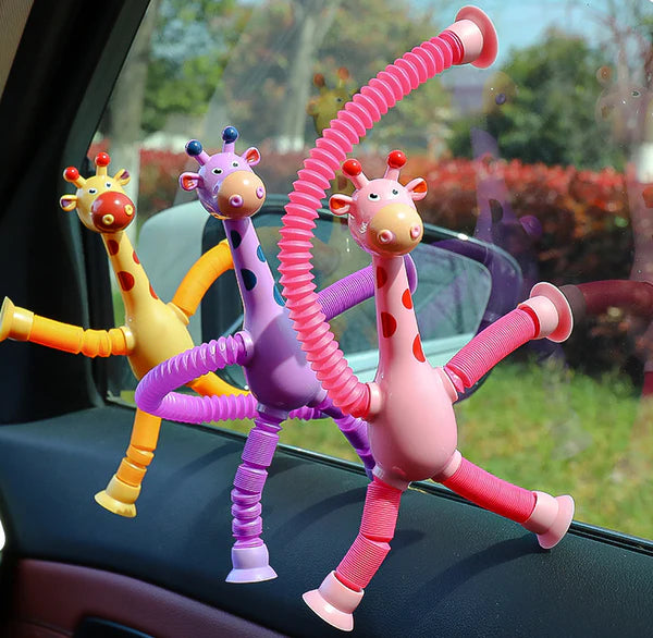 kit com 4 Giraesticas - Girafas Coloridas com Ventosa - loja express criativo