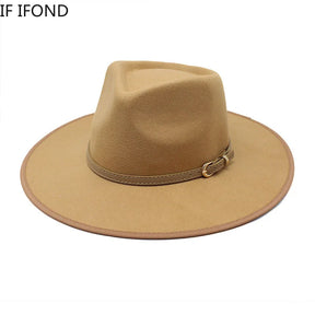 Women Hats khaki Camel  Wide Brim Felt Fedoras Hats Wool Vintage Dress Formal Church Hat Fashionable Jazz Hats