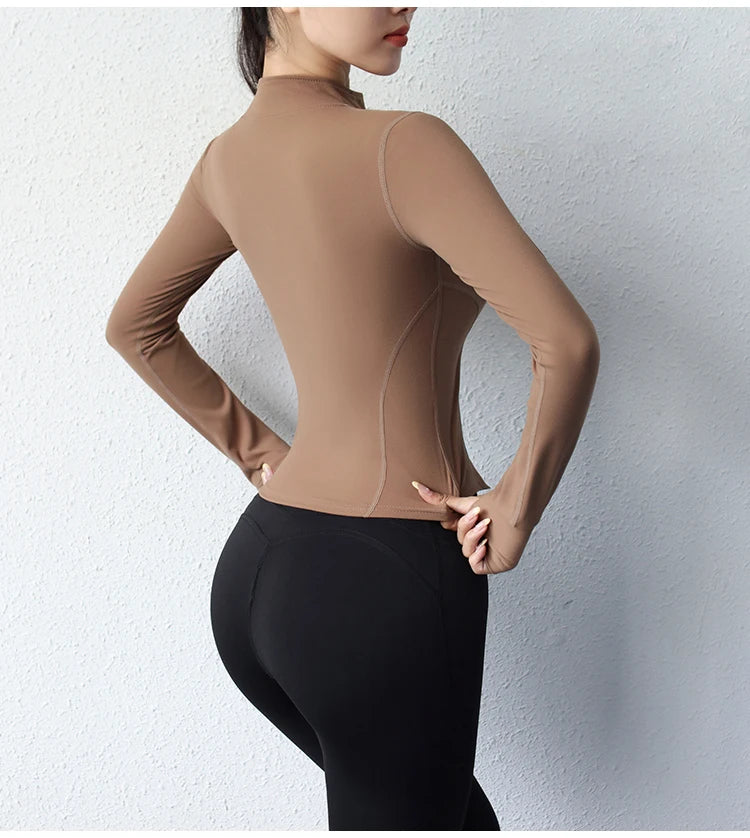 2023 New yoga coat short sports jacket women's fitness clothes slimming body sculpting zipper yoga jacket