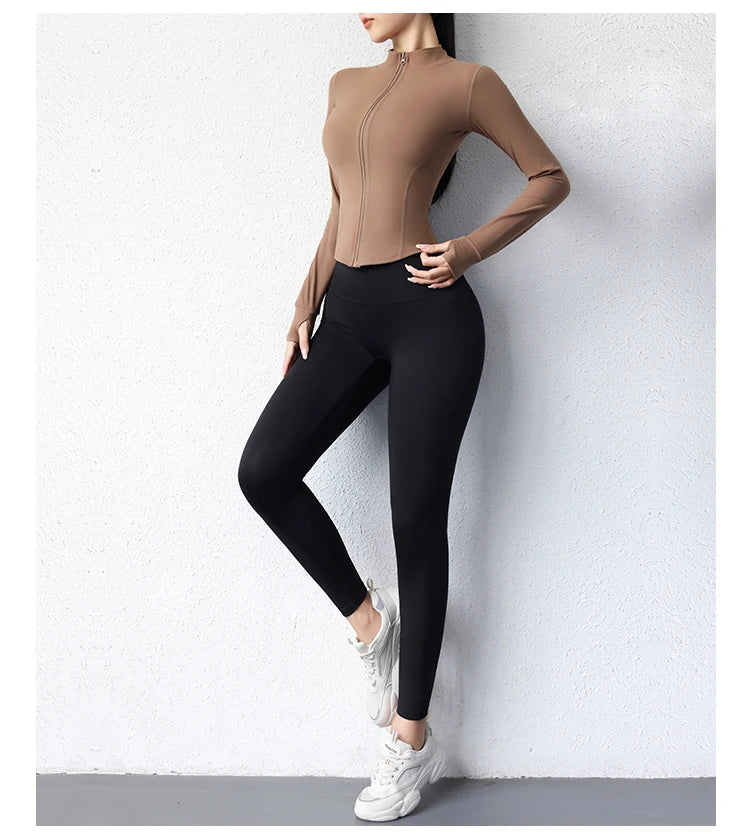 2023 New yoga coat short sports jacket women's fitness clothes slimming body sculpting zipper yoga jacket