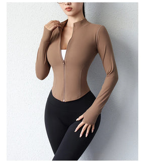 2023 New yoga coat short sports jacket women's fitness clothes slimming body sculpting zipper yoga jacket