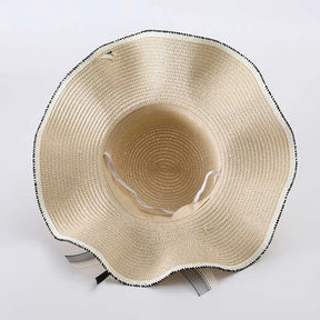 Women's Straw Hat Spring And Summer Lace Bow Large Brim Breathable Foldable Sunshade Caps Beach Cap Sweet Fisherman Hat