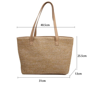 Summer Beach Bag Casual Straw Large Capacity Shopper Tote For Women Wicker Woven Shoulder Bags Rattan Handbags Travel Purses