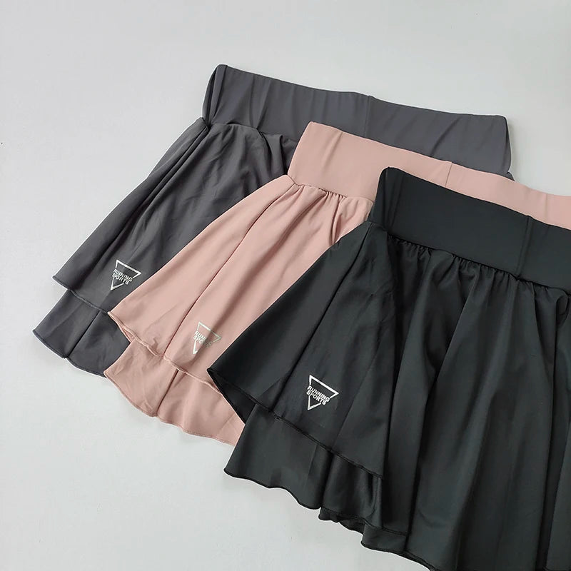 Sports skirt fake two-piece running skirt womensummer quick drying hip covering light proof breathable tennis Yoga skirt pants