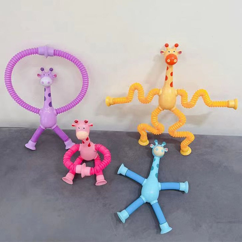 kit com 4 Giraesticas - Girafas Coloridas com Ventosa - loja express criativo