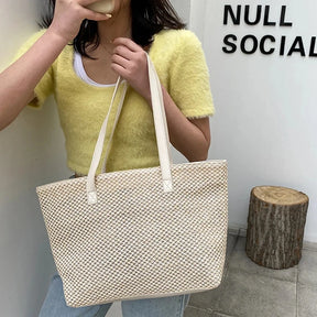 Summer Beach Bag Casual Straw Large Capacity Shopper Tote For Women Wicker Woven Shoulder Bags Rattan Handbags Travel Purses