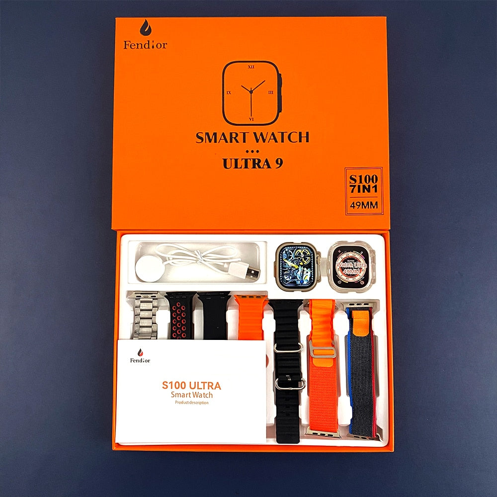 SmartWatch Serie 9 Ultra + 7 Pulseiras + Case Grátis - loja express criativo