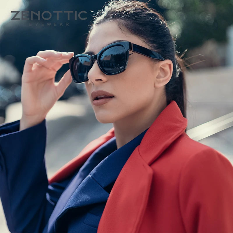 ZENOTTIC 2024 Original Thick Butterfly Frame Polarized Sunglasses for Women Chunky Uv400 Protection Shade Cat Eye Sun Glasses