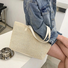 Summer Beach Bag Casual Straw Large Capacity Shopper Tote For Women Wicker Woven Shoulder Bags Rattan Handbags Travel Purses