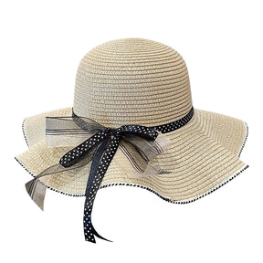 Women's Straw Hat Spring And Summer Lace Bow Large Brim Breathable Foldable Sunshade Caps Beach Cap Sweet Fisherman Hat