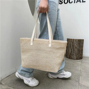 Summer Beach Bag Casual Straw Large Capacity Shopper Tote For Women Wicker Woven Shoulder Bags Rattan Handbags Travel Purses