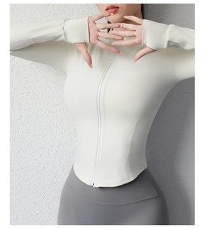 2023 New yoga coat short sports jacket women's fitness clothes slimming body sculpting zipper yoga jacket