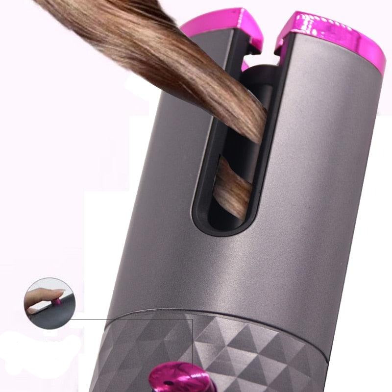 Wireless Auto Rotat Ceramic Hair Curler USB Rechargeable Portable Auto Curler LED Display Temperature Magic Curler Dropshipping - loja express criativo